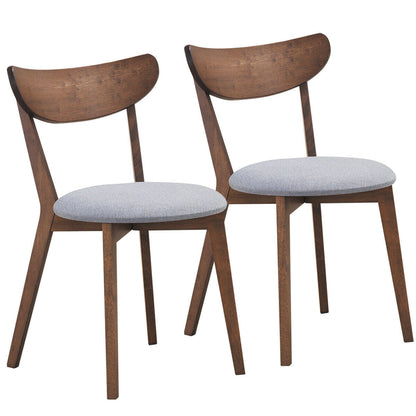 Set of 2 Dining Chair Upholstered Curved Back Side