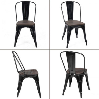 Set of 4 Stackable Metal Dining Chairs