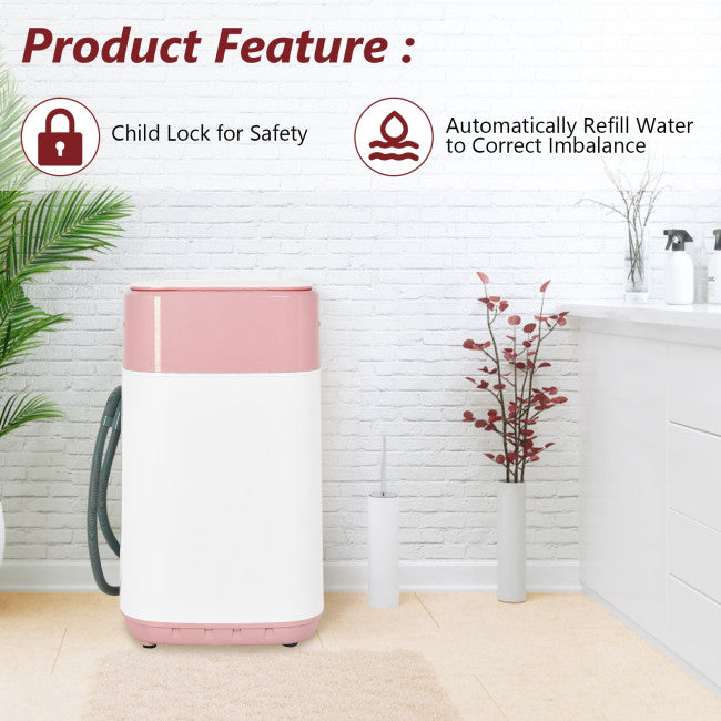 8lbs Portable Fully Automatic Washing Machine Compact Laundry Washer and Dryer with Drain Pump