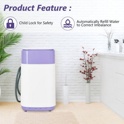 8lbs Portable Fully Automatic Washing Machine Compact Laundry Washer and Dryer with Drain Pump