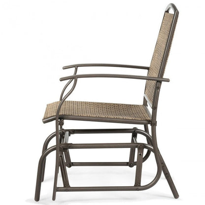 Single Patio Rocking Chair Swing Glider With Sturdy Metal Frame