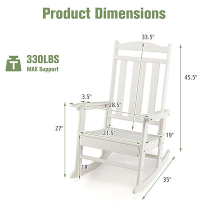 All-Weather Patio Rocking Chair Outdoor HDPE Rocker Chair with 330 lbs Weight Capacity