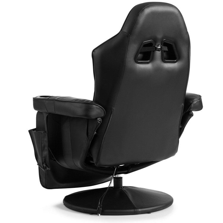 Ergonomic High Back PU Leather Computer Office Chair Swivel Massage Gaming Recliner with Adjustable Backrest and Footrest