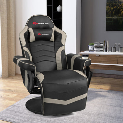 Ergonomic High Back PU Leather Computer Office Chair Swivel Massage Gaming Recliner with Adjustable Backrest and Footrest