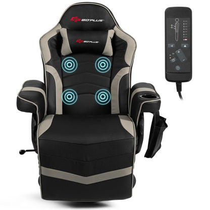 Ergonomic High Back PU Leather Computer Office Chair Swivel Massage Gaming Recliner with Adjustable Backrest and Footrest