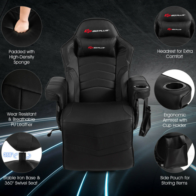 Ergonomic High Back PU Leather Computer Office Chair Swivel Massage Gaming Recliner with Adjustable Backrest and Footrest