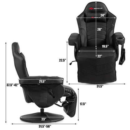 Ergonomic High Back PU Leather Computer Office Chair Swivel Massage Gaming Recliner with Adjustable Backrest and Footrest