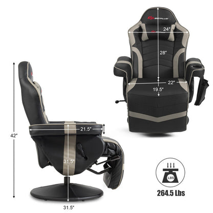 Ergonomic High Back PU Leather Computer Office Chair Swivel Massage Gaming Recliner with Adjustable Backrest and Footrest