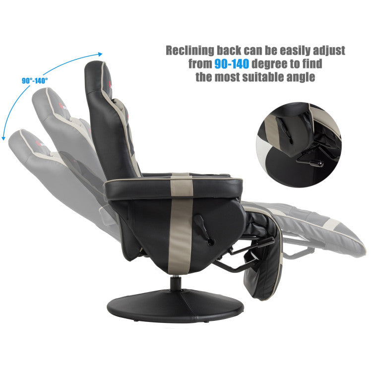 Ergonomic High Back PU Leather Computer Office Chair Swivel Massage Gaming Recliner with Adjustable Backrest and Footrest