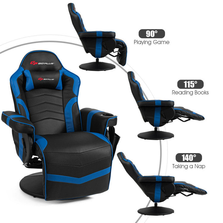 Ergonomic High Back PU Leather Computer Office Chair Swivel Massage Gaming Recliner with Adjustable Backrest and Footrest