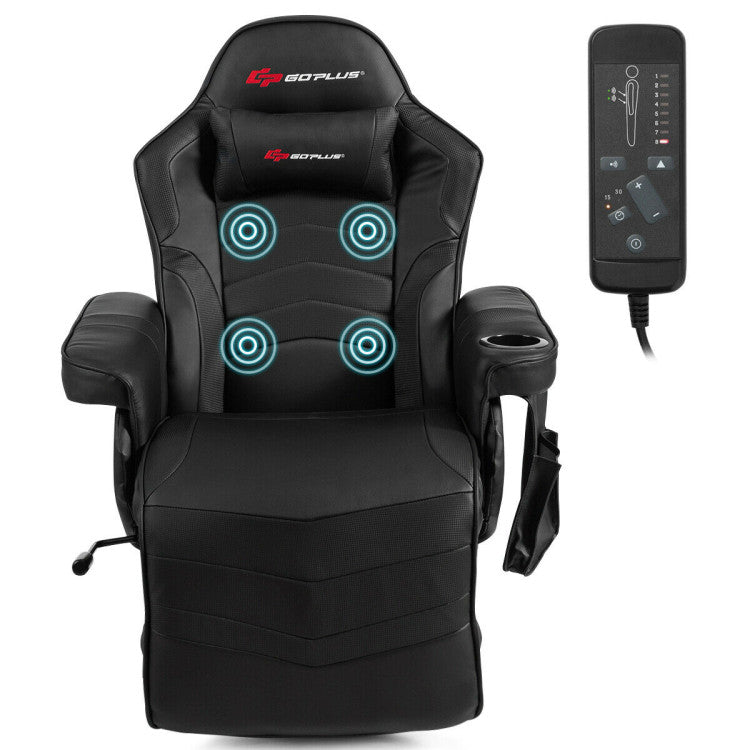 Ergonomic High Back PU Leather Computer Office Chair Swivel Massage Gaming Recliner with Adjustable Backrest and Footrest