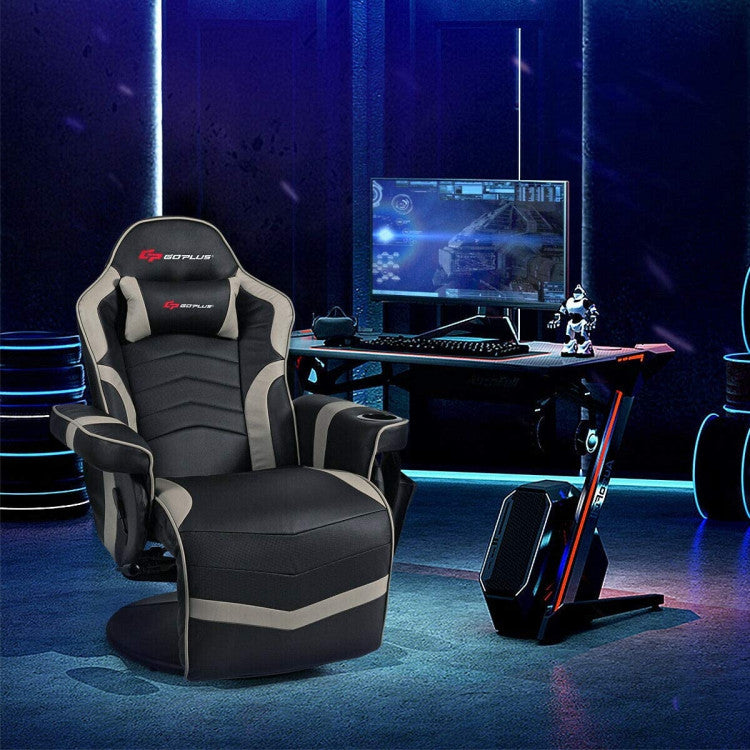 Ergonomic High Back PU Leather Computer Office Chair Swivel Massage Gaming Recliner with Adjustable Backrest and Footrest