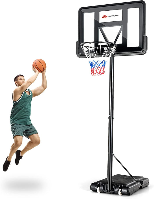 Outdoor Portable Basketball Hoop Stand Goal System with Adjustable Height and Shatterproof Backboard