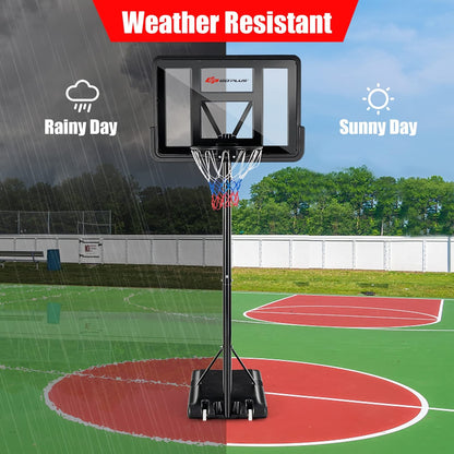 Outdoor Portable Basketball Hoop Stand Goal System with Adjustable Height and Shatterproof Backboard