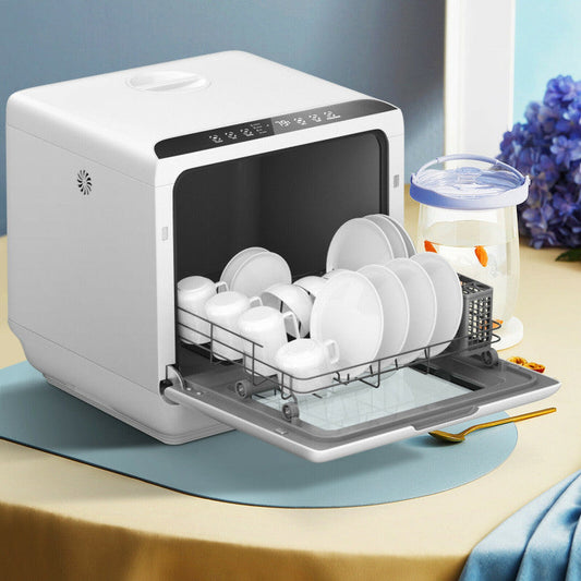 Portable Compact Countertop Dishwasher with Air-dry Function and 5 Washing Programs