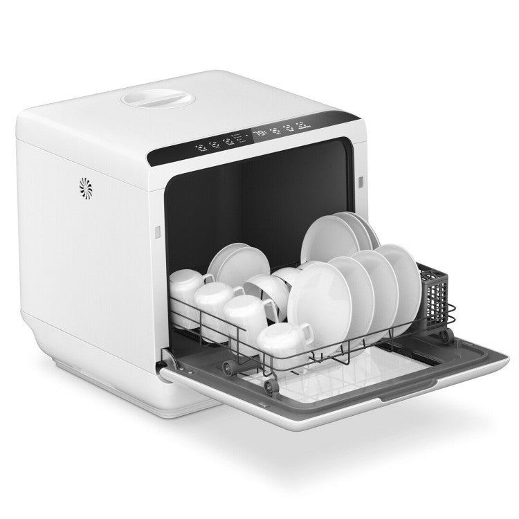 Portable Compact Countertop Dishwasher with Air-dry Function and 5 Washing Programs