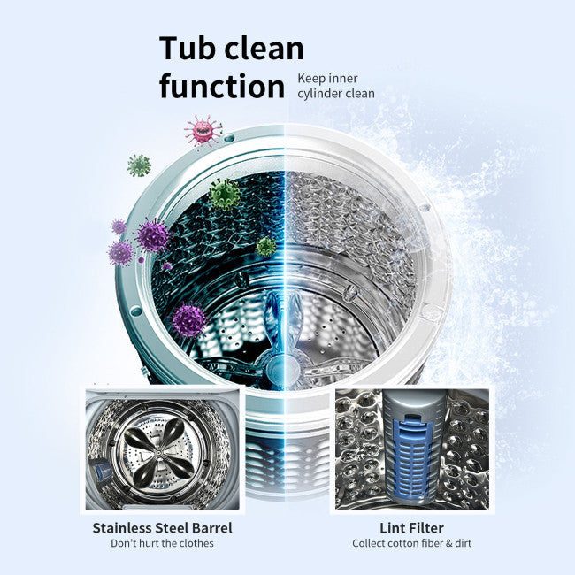 Portable Full Automatic Washing Machine 7.7lbs Compact Washer with 24-Hour Delay Function