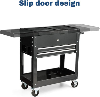 Portable Rolling Tool Cart 2-Drawer Tool Box Storage Cabinet with Wheels for Garage Warehouse