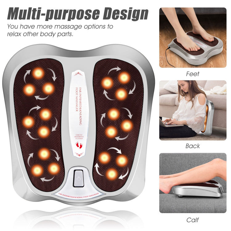 Shiatsu Electric Foot and Calf Massager 18 Deep-Kneading Feet Stress Reliever with Heat for Muscle Pain Relief