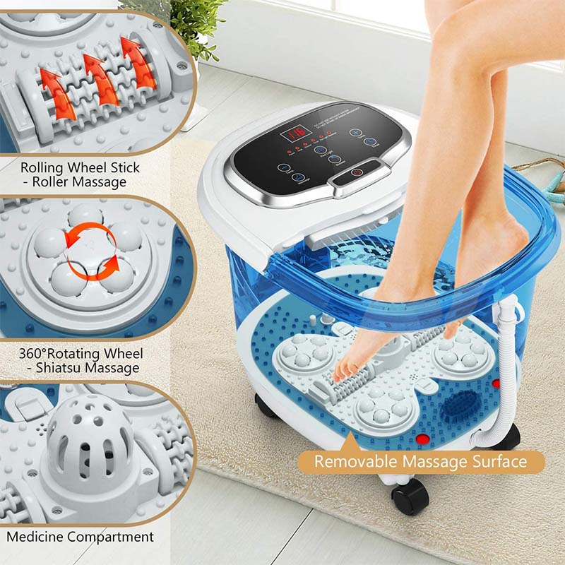 Foot Spa Bath Massager with Motorized Shiatsu Massage Balls and Adjustable Water Jets