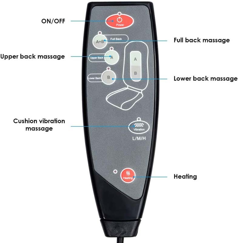 Shiatsu Full Body Kneading Back Massager with Heat and Adjustable Height Massage Seat for Stress Relief