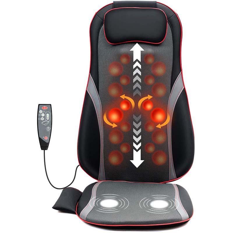 Shiatsu Full Body Kneading Back Massager with Heat and Adjustable Height Massage Seat for Stress Relief