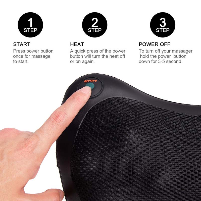 Shiatsu Pillow Massager with Heat Deep Kneading for Muscle Pain Relief