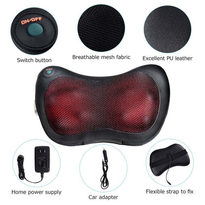 Shiatsu Pillow Massager with Heat Deep Kneading for Muscle Pain Relief