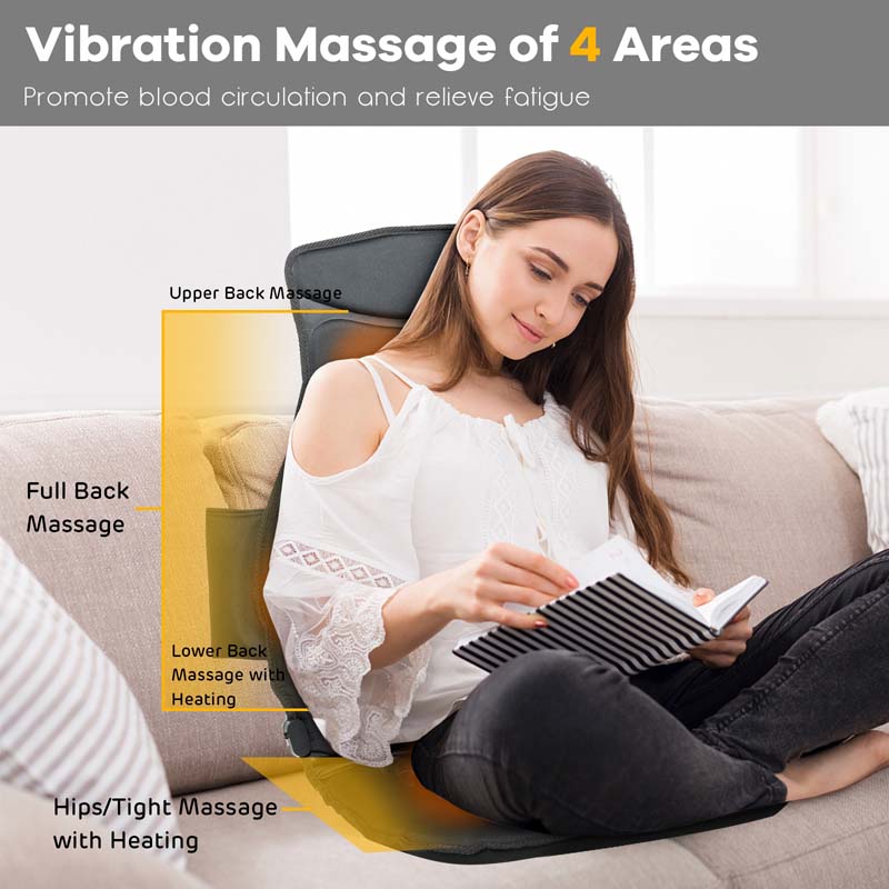 Massage Seat Cushion, Full Body Muscle Relax Massage Chair Pad Heated Back Massager with 10 Vibration Motors