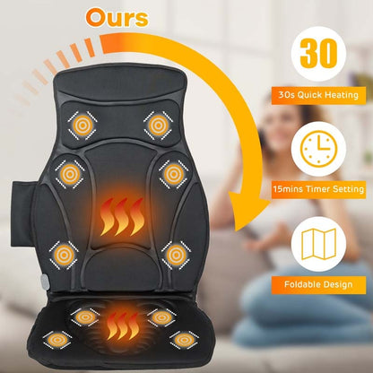 Massage Seat Cushion, Full Body Muscle Relax Massage Chair Pad Heated Back Massager with 10 Vibration Motors