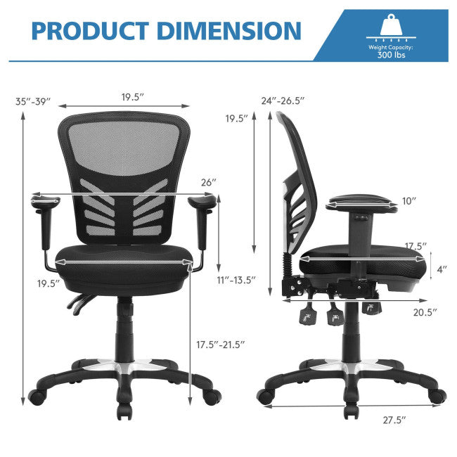 Ergonomic Mesh Office Chair Recliner Computer Desk Chair with Adjustable Armrests and Back Height