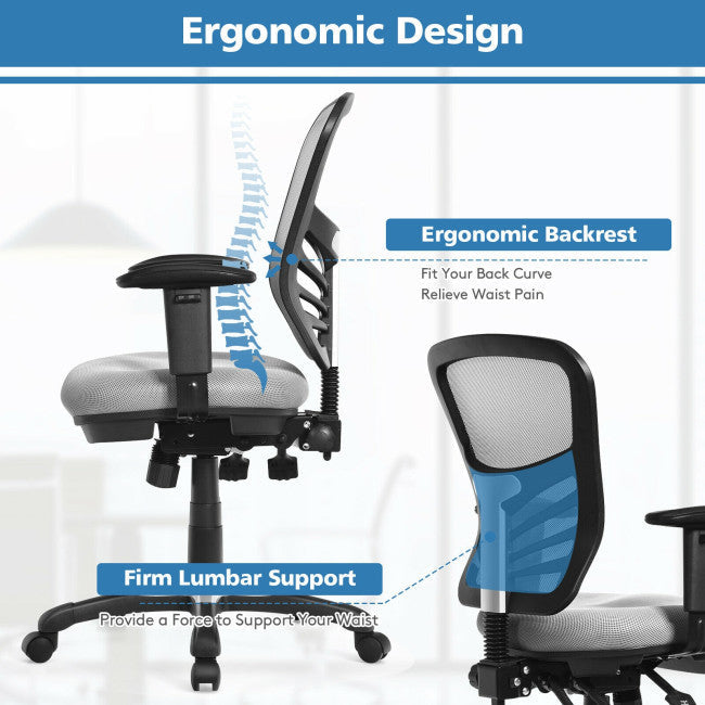 Ergonomic Mesh Office Chair Recliner Computer Desk Chair with Adjustable Armrests and Back Height