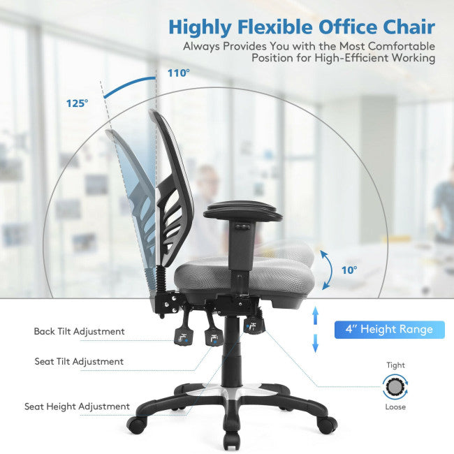 Ergonomic Mesh Office Chair Recliner Computer Desk Chair with Adjustable Armrests and Back Height