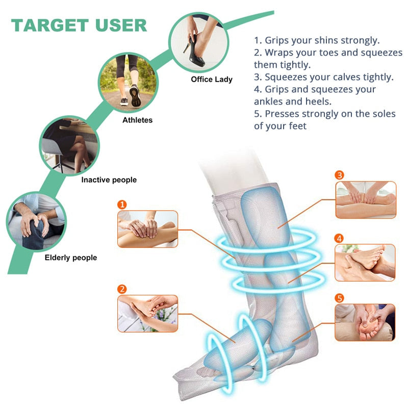 Pressotherapy Air Compression Calf & Foot Massager