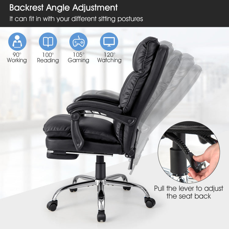 ComfyChair - Silla de oficina ergonómica, giratoria y ajustable con reposapiés retráctil 