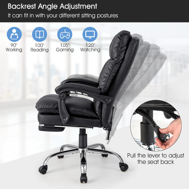 ComfyChair - Ergonomic Adjustable Swivel Office Chair with Retractable Footrest