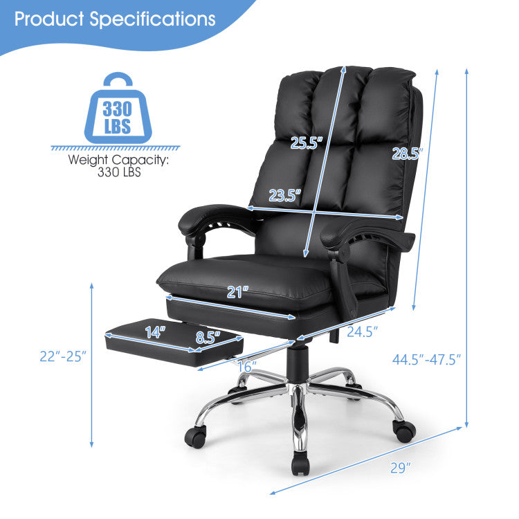ComfyChair - Ergonomic Adjustable Swivel Office Chair with Retractable Footrest