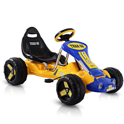 Kids Pedal Go Kart 4 Wheel Pedal Powered Ride On Toy Car with Adjustable Seat for Boys Girls