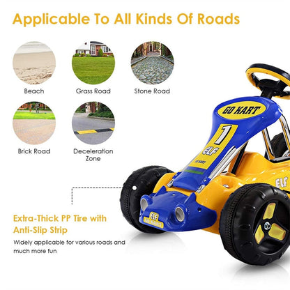 Kids Pedal Go Kart 4 Wheel Pedal Powered Ride On Toy Car with Adjustable Seat for Boys Girls