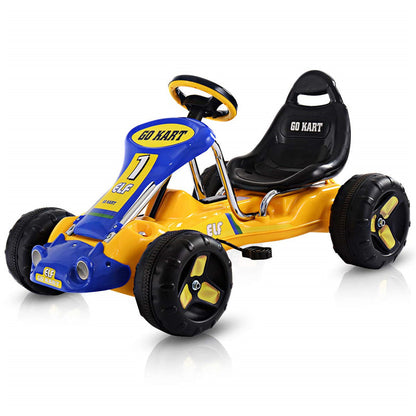 Kids Pedal Go Kart 4 Wheel Pedal Powered Ride On Toy Car with Adjustable Seat for Boys Girls