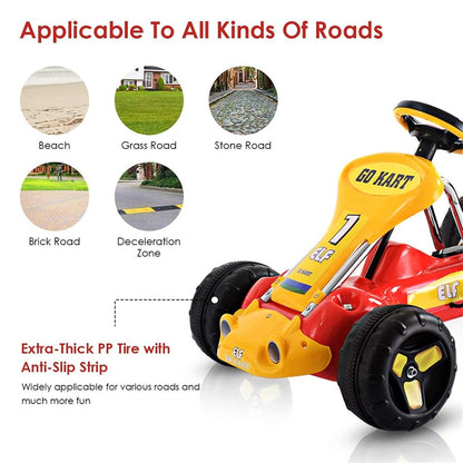 Kids Pedal Go Kart 4 Wheel Pedal Powered Ride On Toy Car with Adjustable Seat for Boys Girls