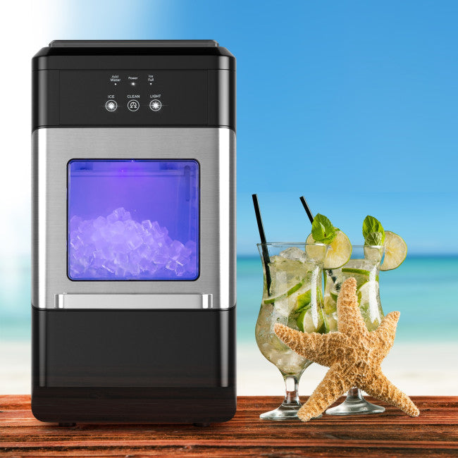 Portable Nugget Ice Maker Countertop 44lbs Per Day with Self-Cleaning and Ice Scoop for Home Kitchen