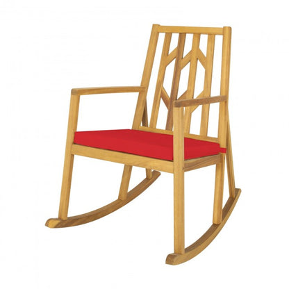 Outdoor Patio Acacia Wood Rocking Chair with Detachable Cushion and Armrest