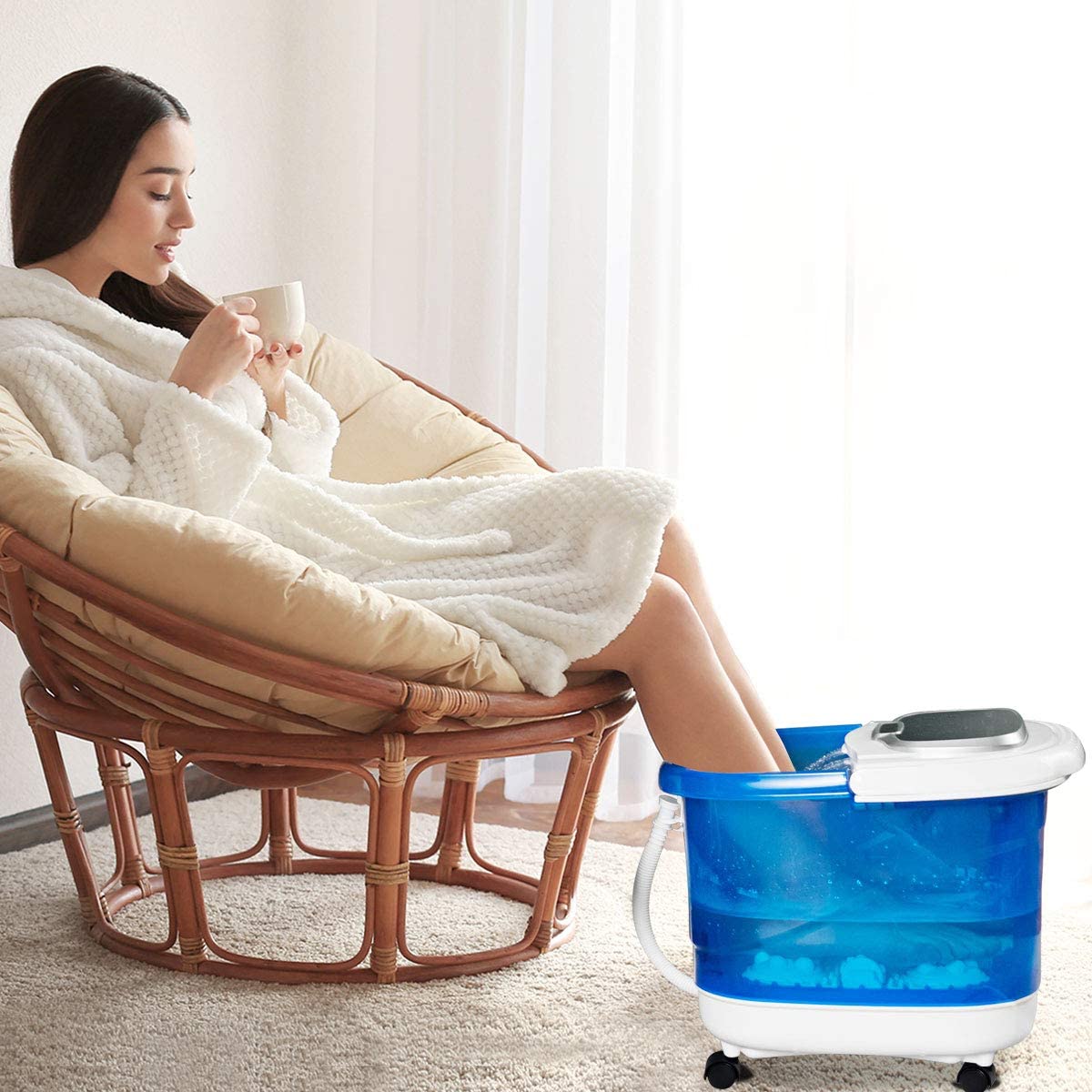 Portable Foot Spa Bath Massager with Motorized Rollers for Foot Stress Relief