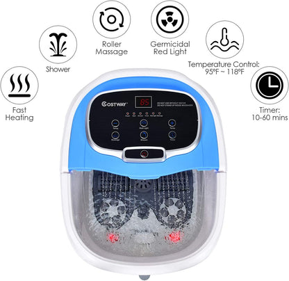 Portable Foot Spa Bath Massager with Motorized Rollers for Foot Stress Relief