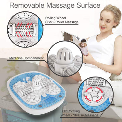 Portable Foot Spa Bath Massager with Motorized Rollers for Foot Stress Relief