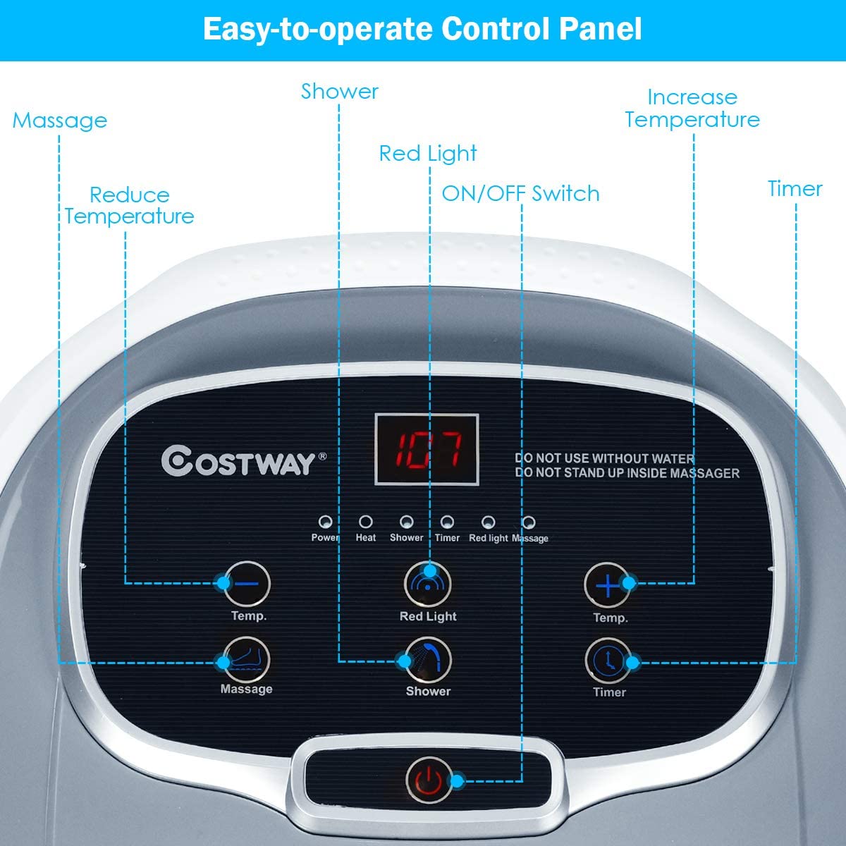 Portable Foot Spa Bath Massager with Motorized Rollers for Foot Stress Relief