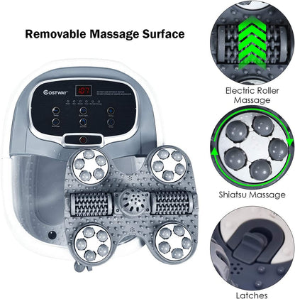 Portable Foot Spa Bath Massager with Motorized Rollers for Foot Stress Relief