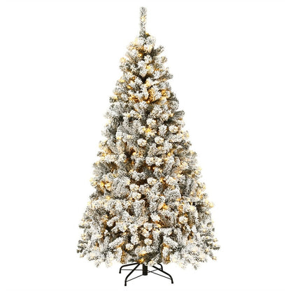 Pre-Lit PVC Snow Flocked Artificial Christmas Tree with LED Lights