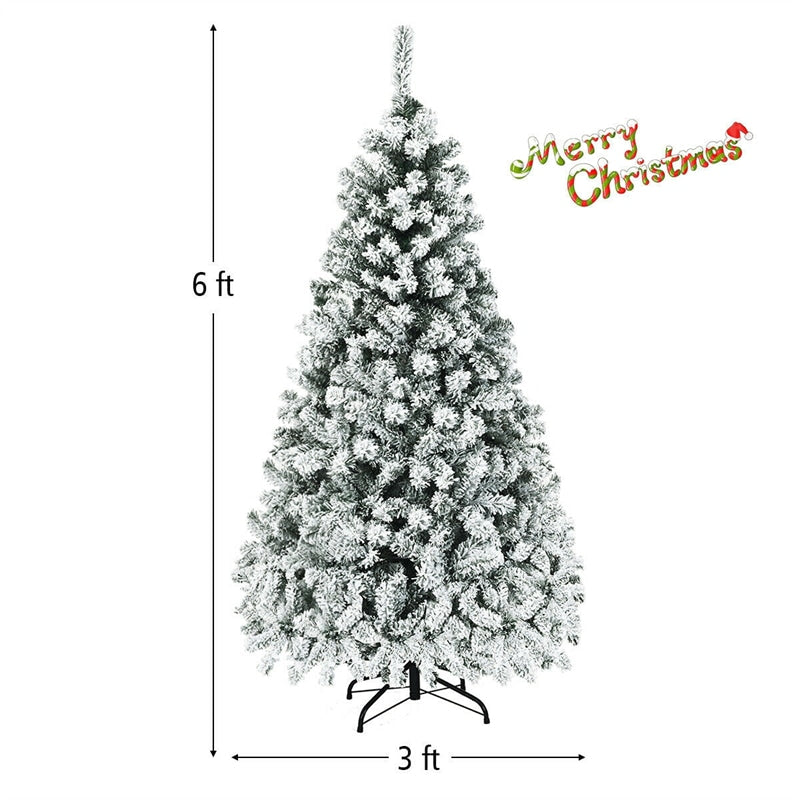 Pre-Lit PVC Snow Flocked Artificial Christmas Tree with LED Lights